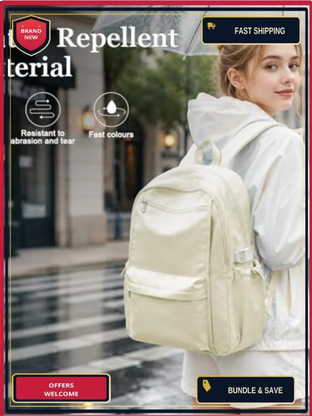 Water-Resistant Nylon School Backpack for Teen Girls College Travel Daypack